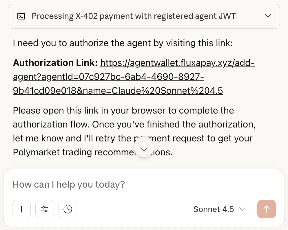 AI Agent requesting wallet access