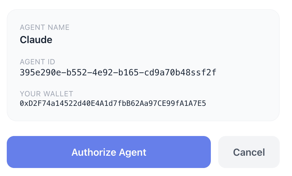 Approving agent wallet access